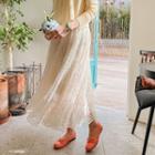 Band-waist Lace Maxi Skirt