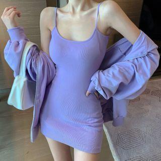 Spaghetti Strap Mini Dress / Zip Hoodie