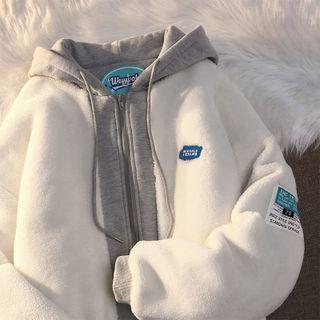 Mock Two-piece Logo Zip-up Hoodie