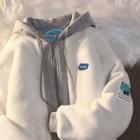 Mock Two-piece Logo Zip-up Hoodie