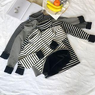 Fleece-lined Striped Long-sleeve T-shirt