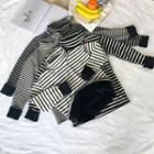 Fleece-lined Striped Long-sleeve T-shirt