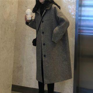 Single-breasted Long Coat As Shown In Figure - One Size