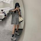 Oversized Striped Long-sleeve T-shirt Black & White - One Size