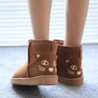 Embroidered Cat Faux Suede Snow Boots