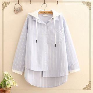 Pocket-front Striped Hood Jacket