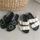 Buckled Double-strap Slide Sandals