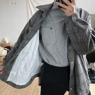 Collared Plaid Padded Jacket