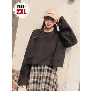 Crew-neck Brushed-fleece Cropped Sweatshirt