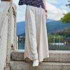 Plain Wide Leg Pants Off-white - One Size