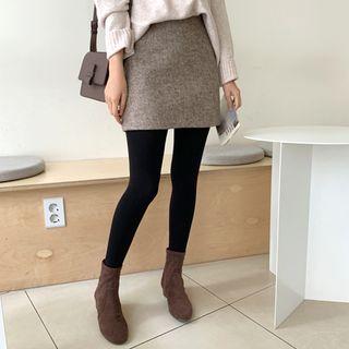 Herringbone A-line Wool Blend Skirt