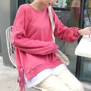 Mock Two Piece Slit-side Loose Top