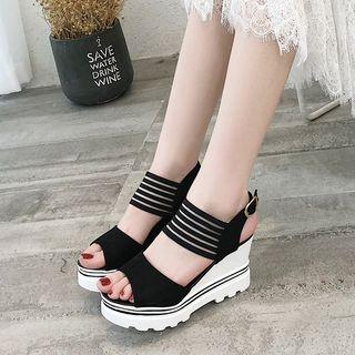 Color Panel Wedge Sandals