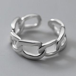 Chain Sterling Silver Open Ring 1pc - Silver - One Size