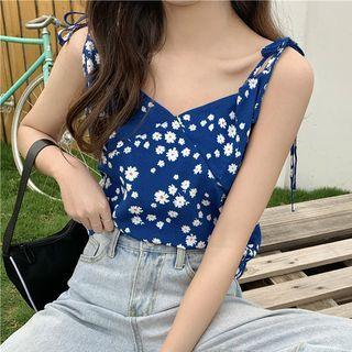 Tie-shoulder Floral Print Camisole Top Floral - One Size