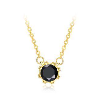 Fashion Simple Plated Gold Geometric Round Necklace With Black Cubic Zircon Golden - One Size