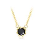 Fashion Simple Plated Gold Geometric Round Necklace With Black Cubic Zircon Golden - One Size