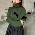 Cutout Bow-accent Turtleneck Sweater