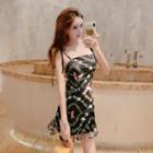 Tie-shoulder Printed A-line Dress