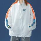 Long Sleeve Contrast-trim Zip Jacket
