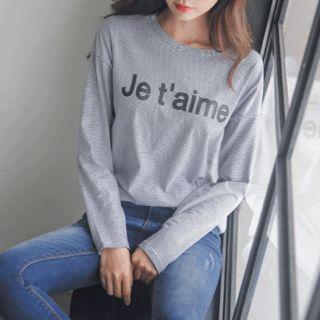 Printed Long-sleeve Striped T-shirt