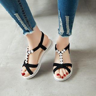 Clover Faux-leather Flat Sandals