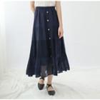 Plain Perforated Midi Skirt