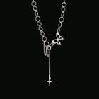 Butterfly Pendant Stainless Steel Choker Silver - One Size