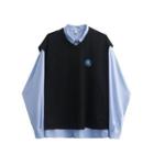 Plain Shirt / Logo Embroidered Knit Vest