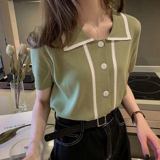 Short-sleeve Contrast Trim Knit Shirt