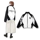 Stand Collar Color Block Lettering Zip Jacket Black & White - One Size