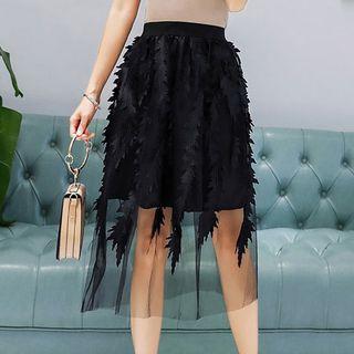 Ruffled Mesh A-line Skirt
