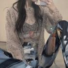 Long-sleeve Perforated Crop Top / Pants
