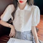 Puff-sleeve Chained Ruffled Blouse