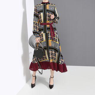 Retro Plaid Long-sleeve Dress