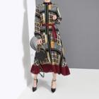 Retro Plaid Long-sleeve Dress