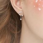Rhinestone Heart Earring 1 Pair - Silver - One Size