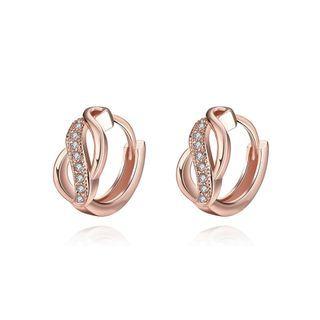 Simple And Fashion Plated Rose Gold Geometric Cubic Zircon Stud Earrings Rose Gold - One Size