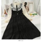 Patchwork Colorblock Midi Dress Black - One Size