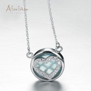 925 Sterling Silver Rhinestone Heart Pendant Necklace