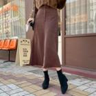 Faux-suede Long A-line Skirt