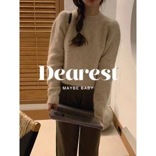 Crew-neck Wool Blend Sweater Oatmeal - One Size