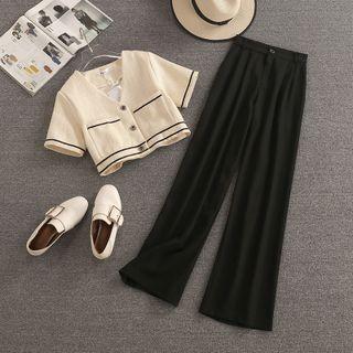 Short-sleeve Top + Wide Leg Pants