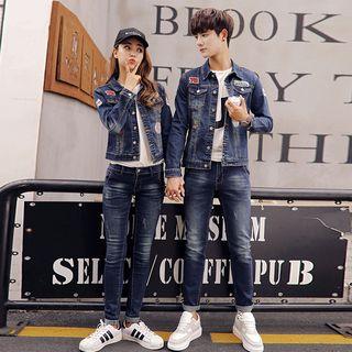 Couple Matching Appliqu  Denim Jacket
