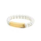 Fashion And Elegant Gold 316l Stainless Steel Rectangular Imitation Pearl Beaded Bracelet Golden - One Size