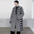 Check Panel Double-breasted Coat