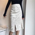 High-waist Velvet Long Pencil Skirt