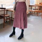Pin Tuck-front A-line Corduroy Skirt