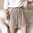 Glittered Shirred Loose-fit Shorts