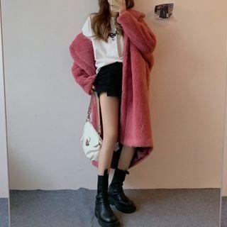 Lapel Fleece Long-sleeve Long Coat